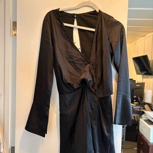 ASOS Black Long Sleeve Wrap Dress